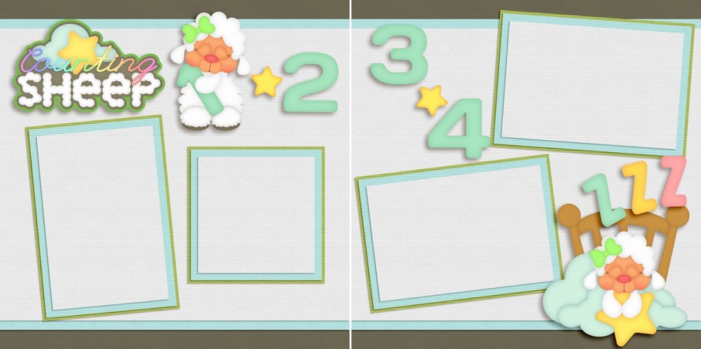 Counting Sheep - 2 Premade Scrapbook Pages - EZ Layout 5364