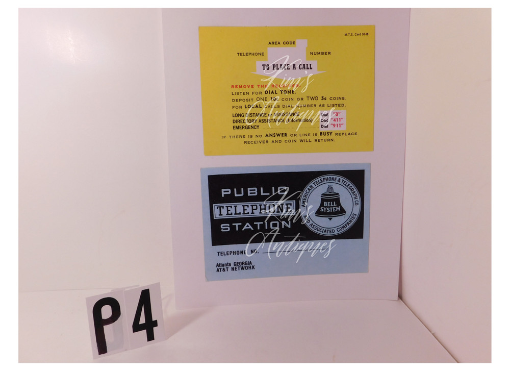 2 Sheets of 2 Diff. New Top SIGN Info Card Inserts for A/E & W/E Payphones - P4