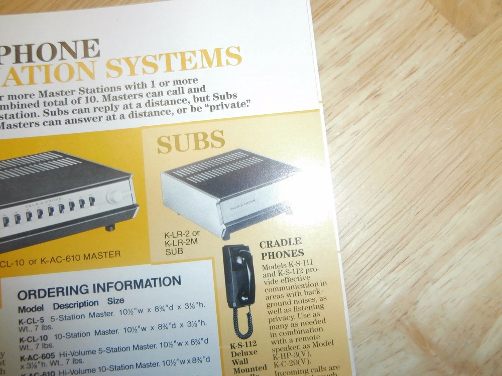 Talk-A-Phone KLR-2M Sub Station Intercom,NIB/NOS