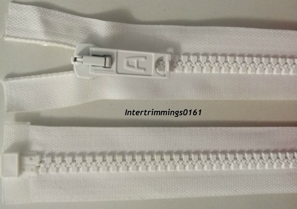 ALBERT ZIP, WHITE, 24"/61CM, CHUNKY TEETH PLASTIC, OPEN END, NO 8