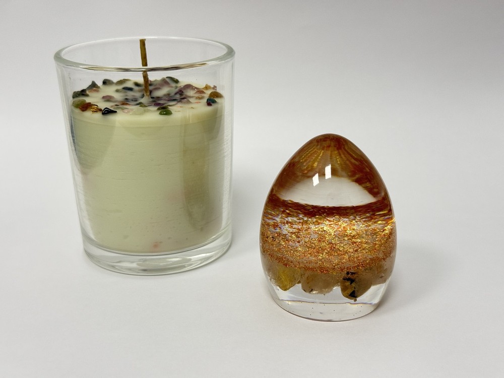Orgone Energy Egg with Rutilated Quartz – Protective & Decorative Piece