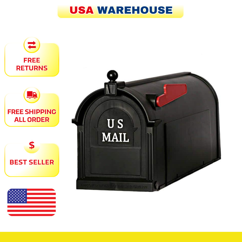 Postal Pro Post Mount Black Plastic Large Mailbox