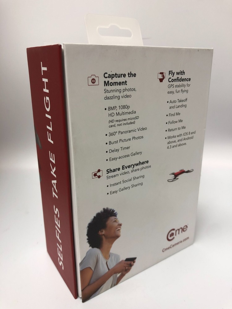 C-me Easy Fly Camera Drone Mini Pocket Foldable Selfie Flying Drone - Red