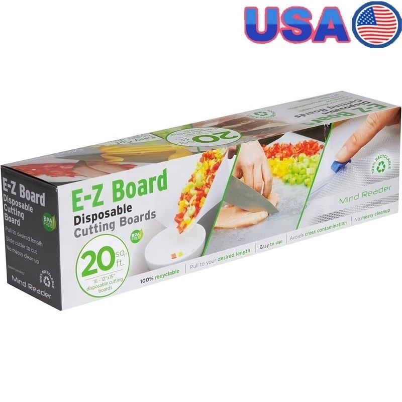 Disposable Plastic Cutting Board Roll E-Z Board 20ft Flexible Portable Non-Slip