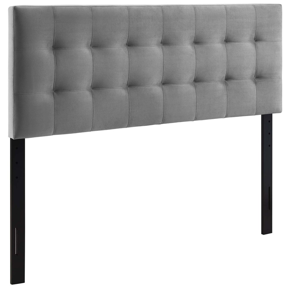 Modway Emily Biscuit Tufted Performance Velvet Full Headboard in Gray