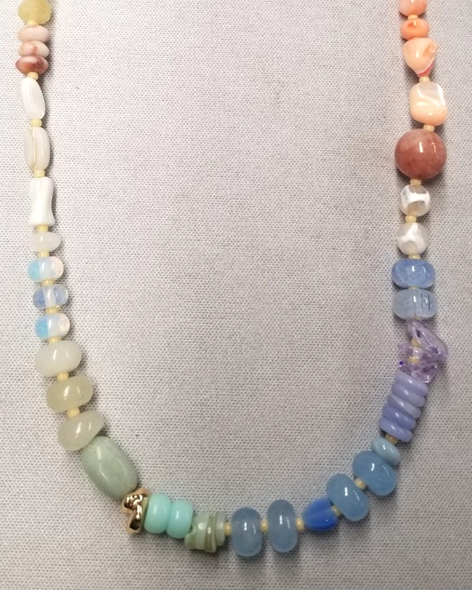 Serefina Rainbow Stone Necklace 16.5"+2.5"