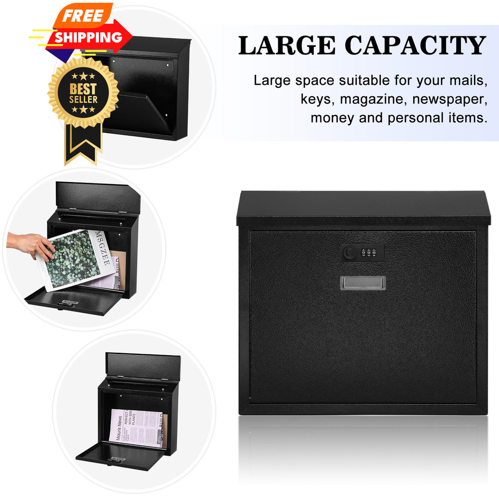 xydled Mail Boxes with Combination Lock,Locking Black Lock