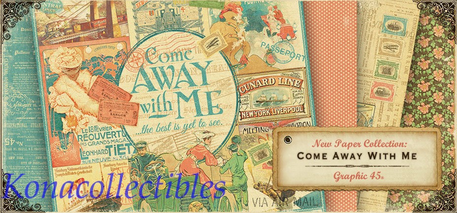 Graphic 45 Come Away With Me Chipboard #2 Decorative NEW!