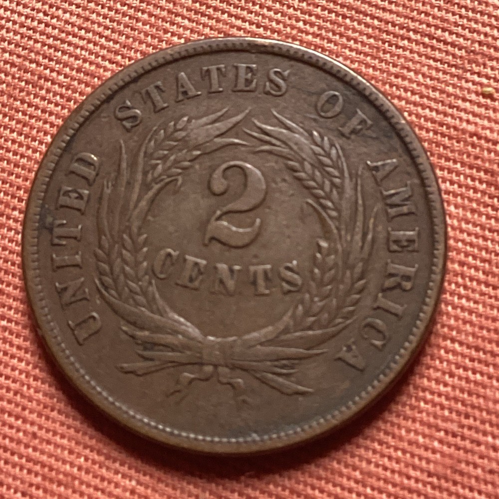 1864 Two Cent Piece Large Motto American Coin