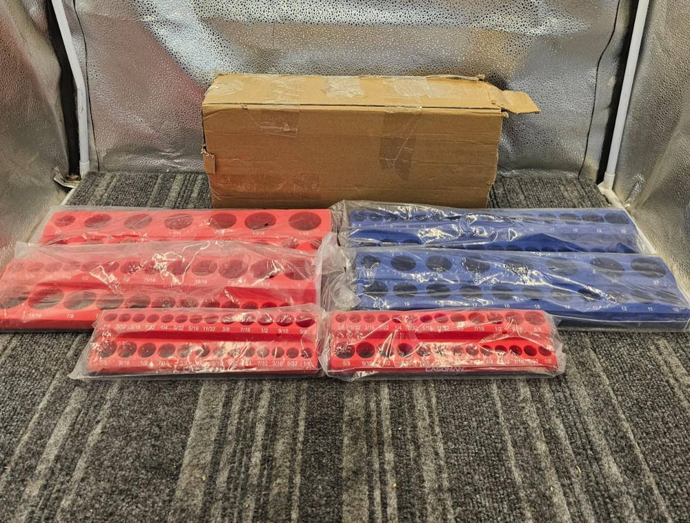 6- Piece Magnetic Socket Organizer Holder SAE Metric Replacement Blue Red