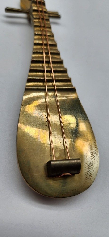 Vintage Solid Brass Lute Musical Instrument With 2 Strings. 5.5"