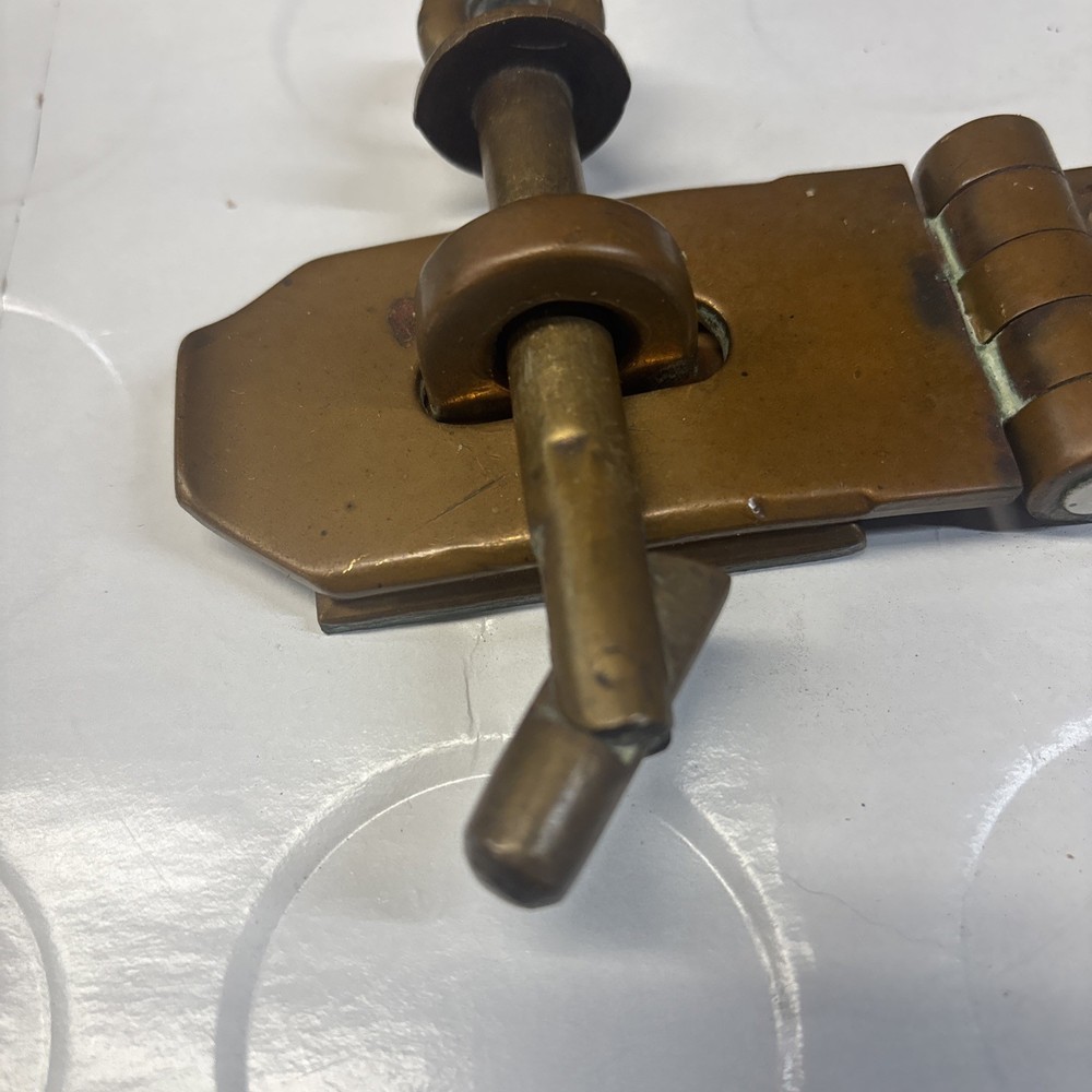 Antique Solid Brass Padlock Hasp Locking Pin Early Industrial Hardware