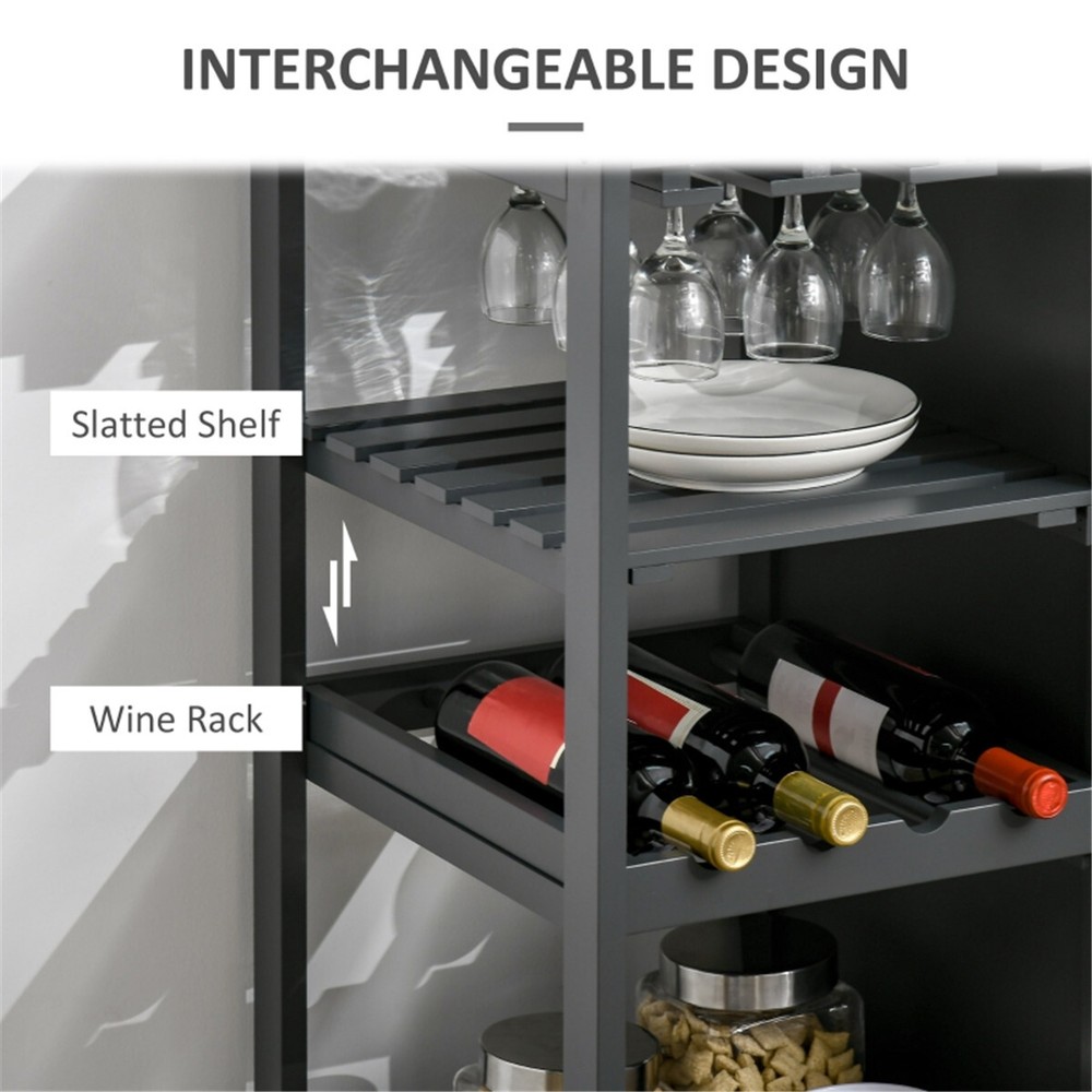 Kitchen Sideboard Storage Cabinet Coffee Bar Cabinet Grey