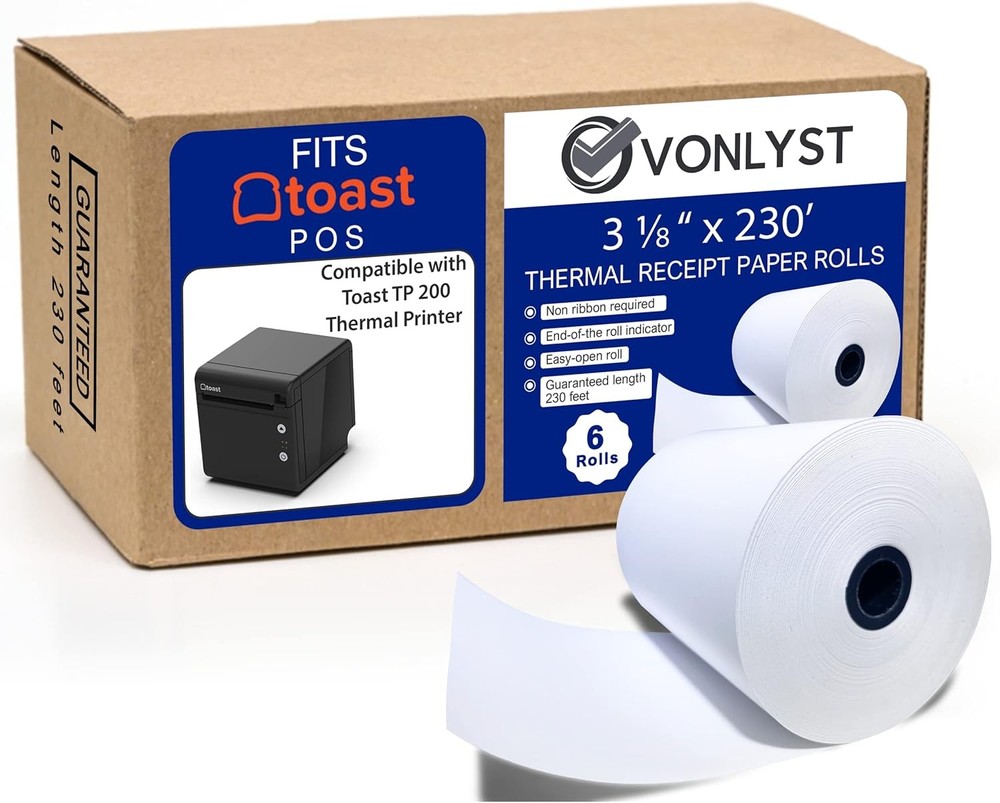 Thermal Printer Paper Rolls 06 Pack for Toast TP200 POS