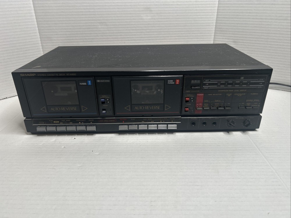 SHARP RT-W800 Black Stereo Cassette Deck Used Powers On Door 1 Doesn’t Open