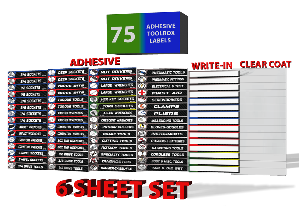 Ultimate Adhesive Toolbox Label Set - 90 Labels - Organize Box Drawers & Tools