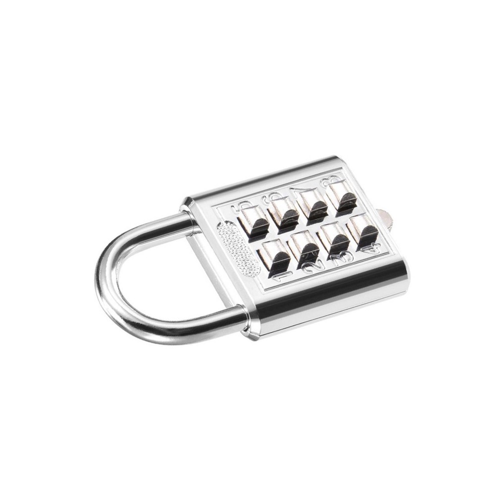 8-Digit Combination Push Button Padlock for Lockers, Silver 2-Pack