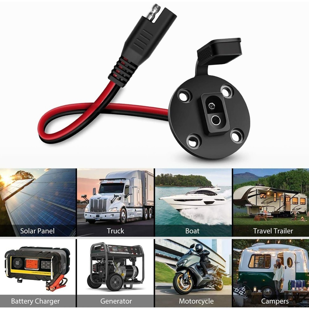 2 Pack - SAE Power Socket Sidewall Port, Weatherproof SAE Quick Connect Solar