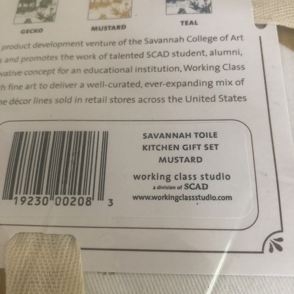Working Class Studio Savanah Toile Cotton Kitchen Gift Set Mustard NIP