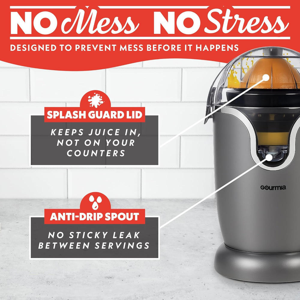 Automatic Citrus Juicer - 17 Oz Capacity, One-Touch Operation, Universal Cone, A