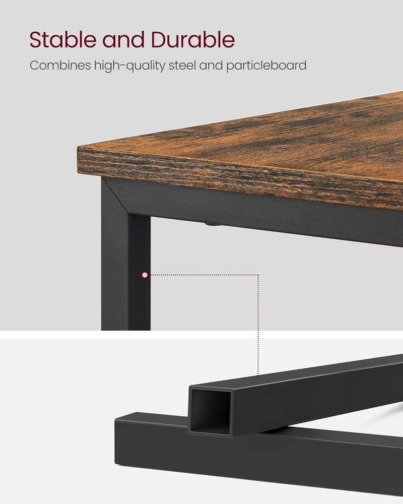 VASAGLE Side Table with Charging Station, Narrow End Rustic Brown + Black