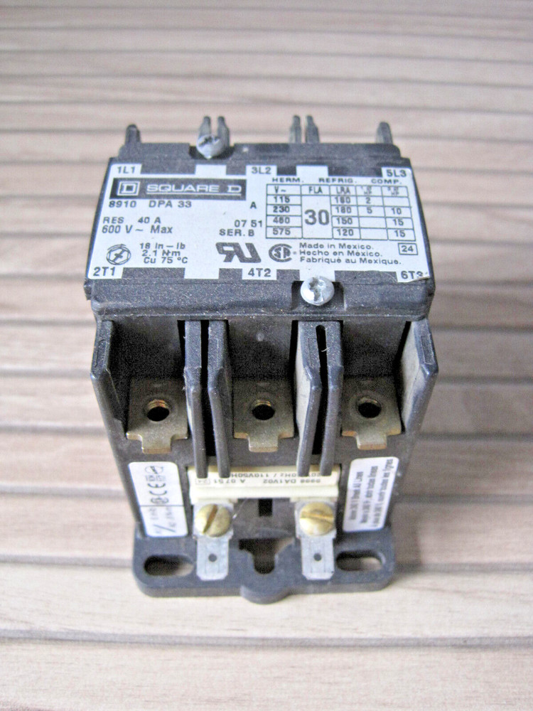 Square D Definite Purpose Contactor #8910DPA 600V