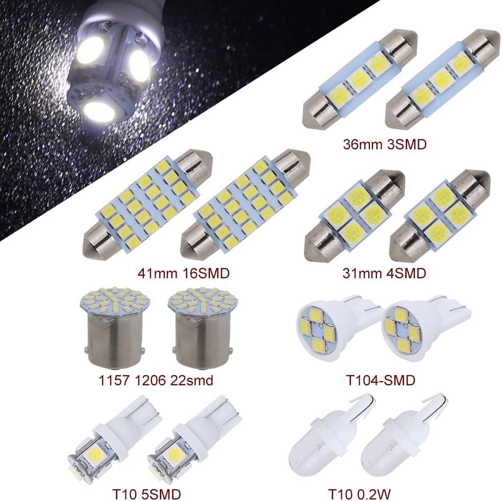 42 Pieces Interior Car Lights Super Bright White Dome Map Tail Cab Lights Bulb