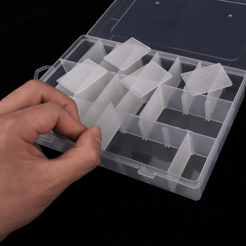 2 Pack 24 Grids Plastic Organizer Box Container Craft Storage Box, Clear