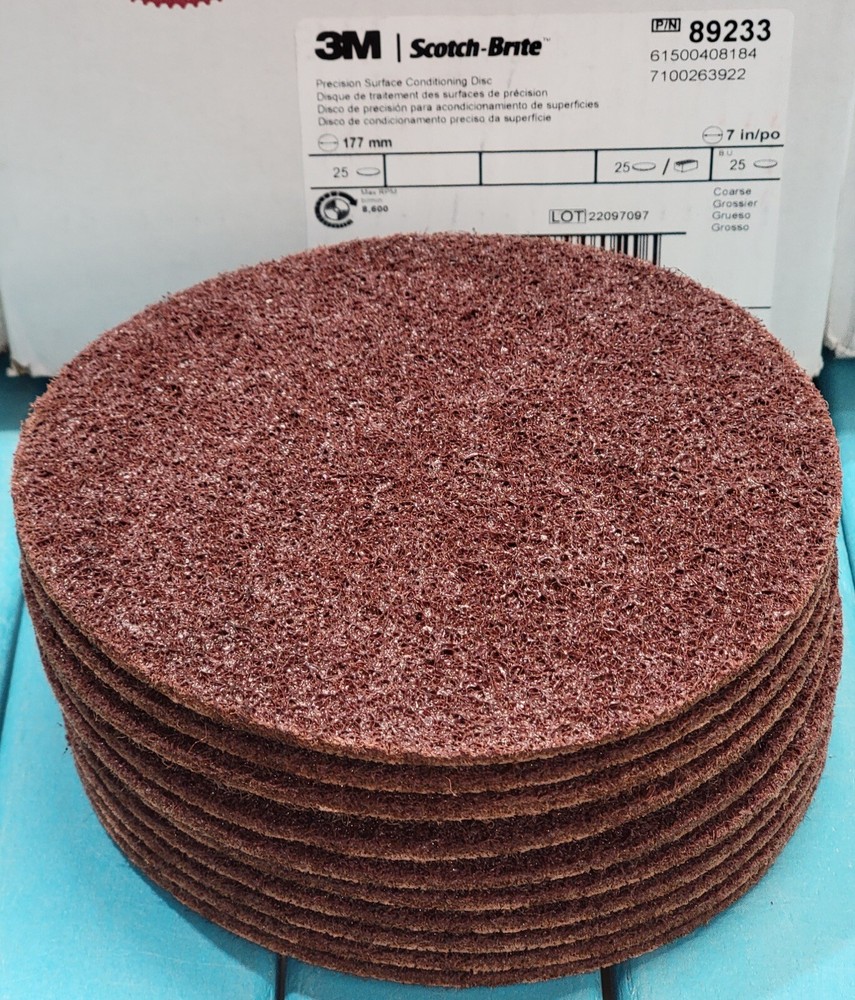 10) Scotch-Brite 7” Coarse Precision Ceramic Surface Conditioning Disc Hook Loop