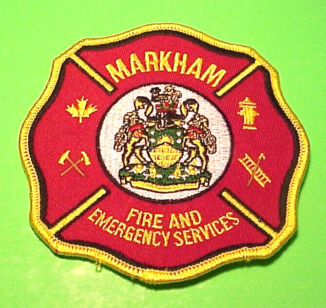 MARKHAM  ONTARIO  CANADA  ( GOLD BORDER )  4"  FIRE DEPT. PATCH