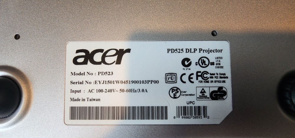 TWO Acer PD523 Projectors (QTY. 2)