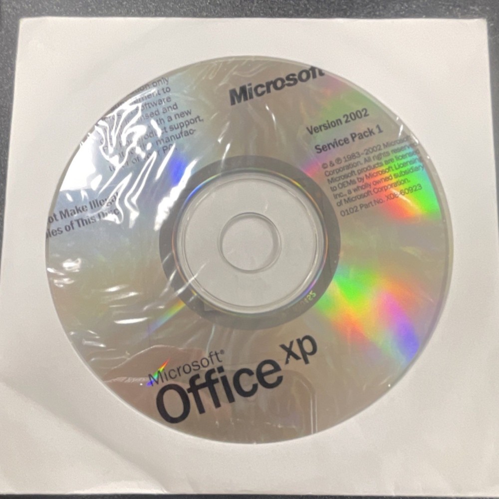 Microsoft Office XP Version 2002 Service Pack 1 Office Suite CD for Windows