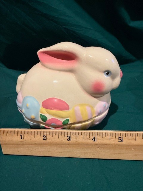 Vtg Hermitage Pottery Fine Ceramic Rabbit Egg Candy Dish NIB