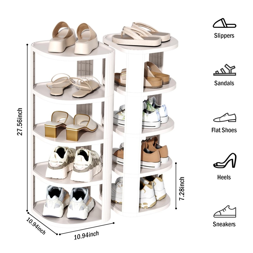 10 Tier Vertical Shoe Rack, Stackable Narrow Shoe Rack Organizer for Entryway...