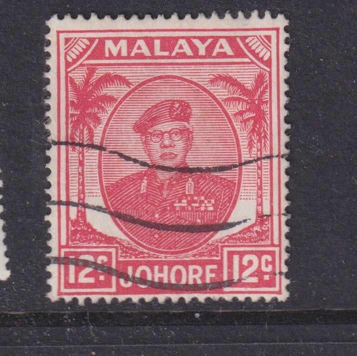 JOHORE, 1952 Sultan 12c. Scarlet, used.