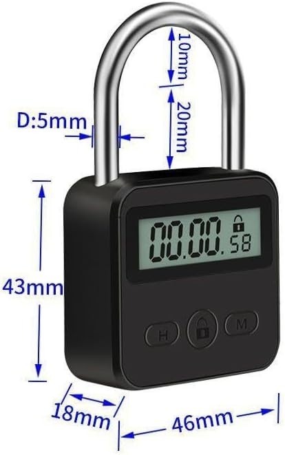 "Metal Timer Lock-Electronic Time Padlock with LCD Display-USB Rechargeable(Blac