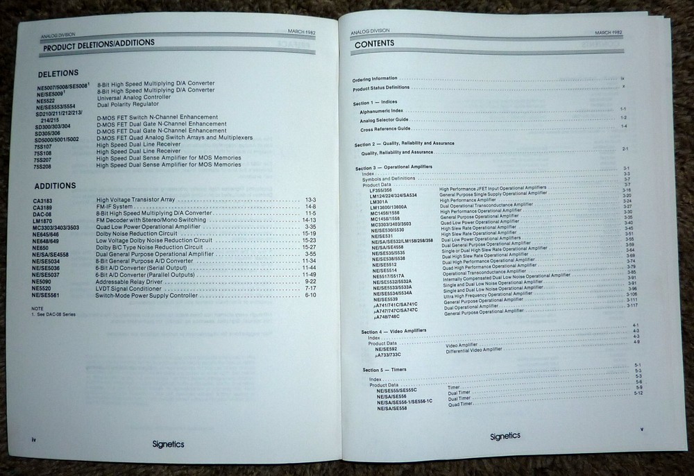 1982 Signetics Analog Data Manual