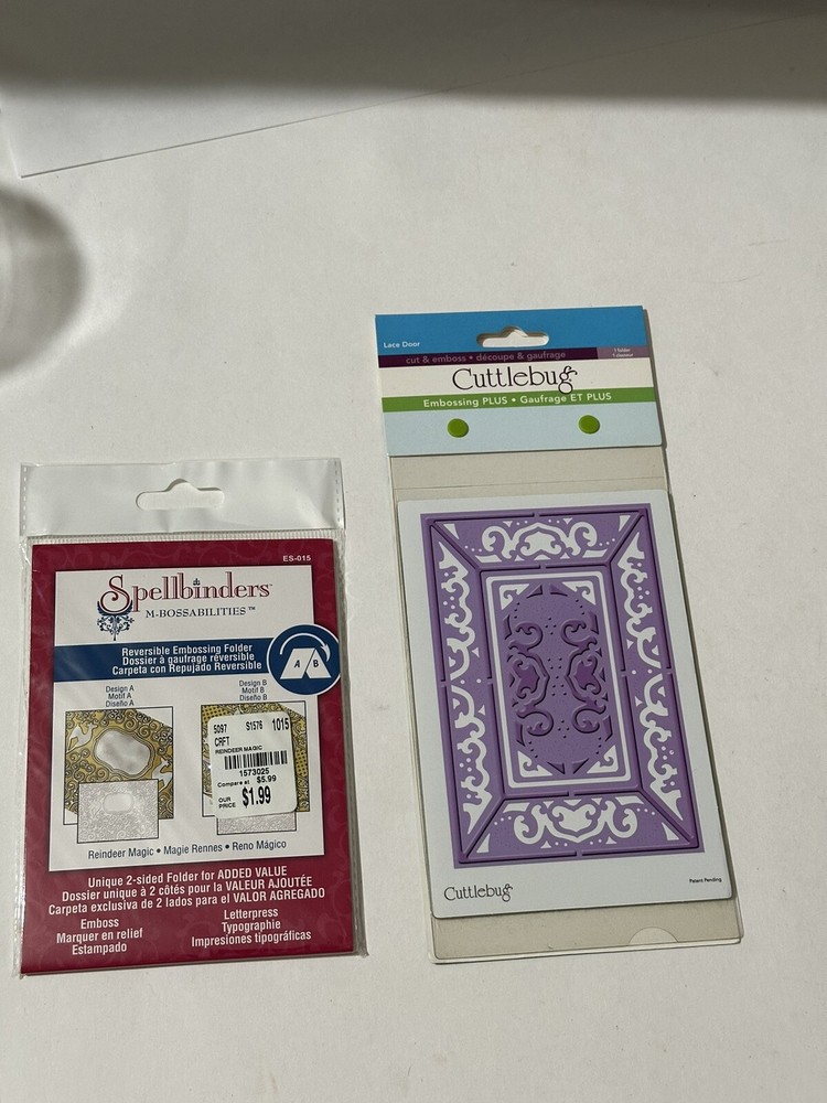 Cuttlebug LACE DOOR Embossing PLUS Folder Cut & Emboss Card + Reindeer Folder