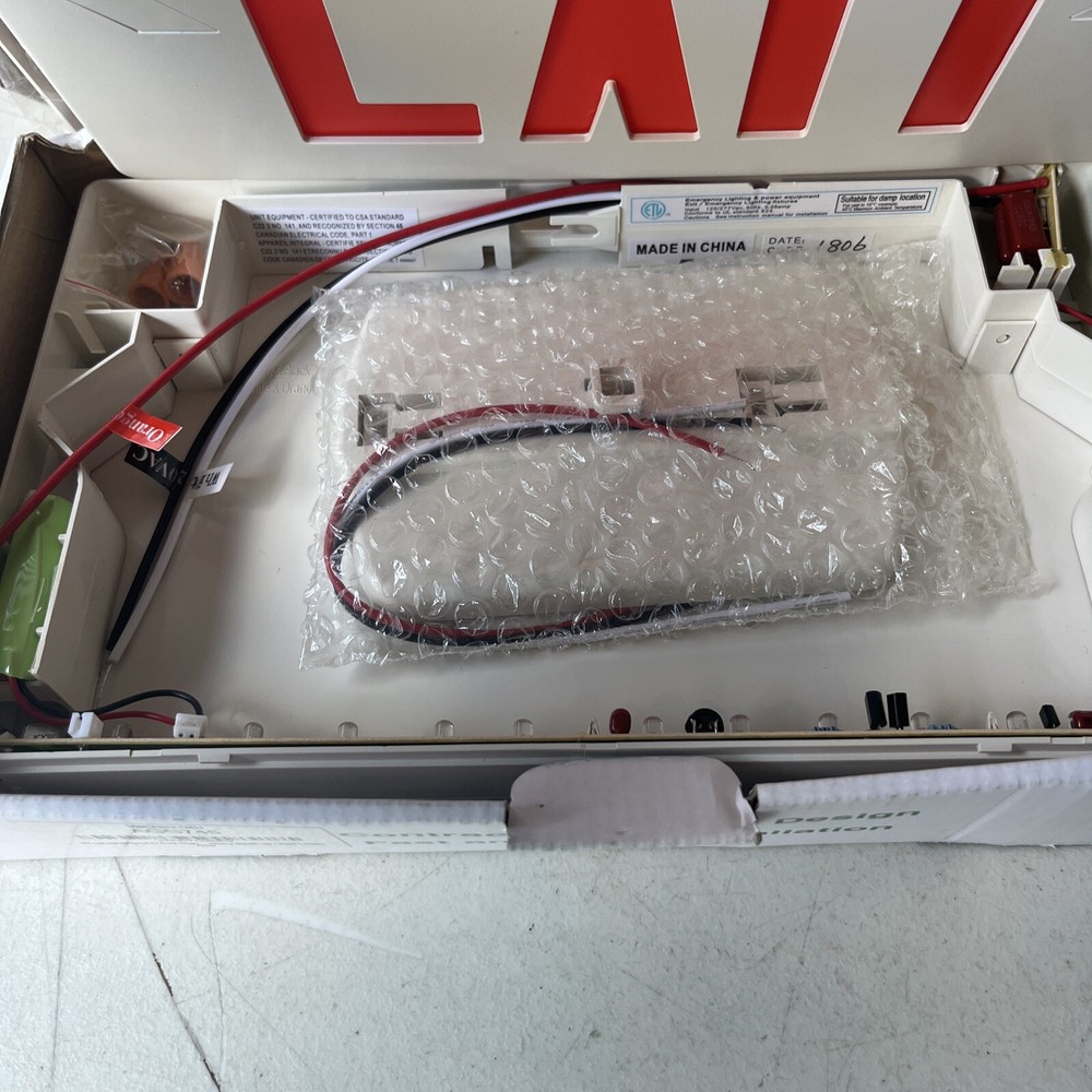 LED EMERGENCY EXIT LIGHT FIXTURE - DOUBLE FACE - RED LETTERING - NEW