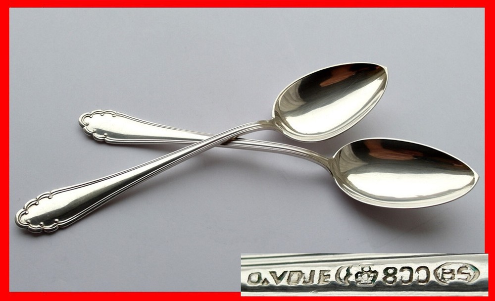 Pair, 2 Large Solid Tablespoons, O. Vojf, around 1929 E408