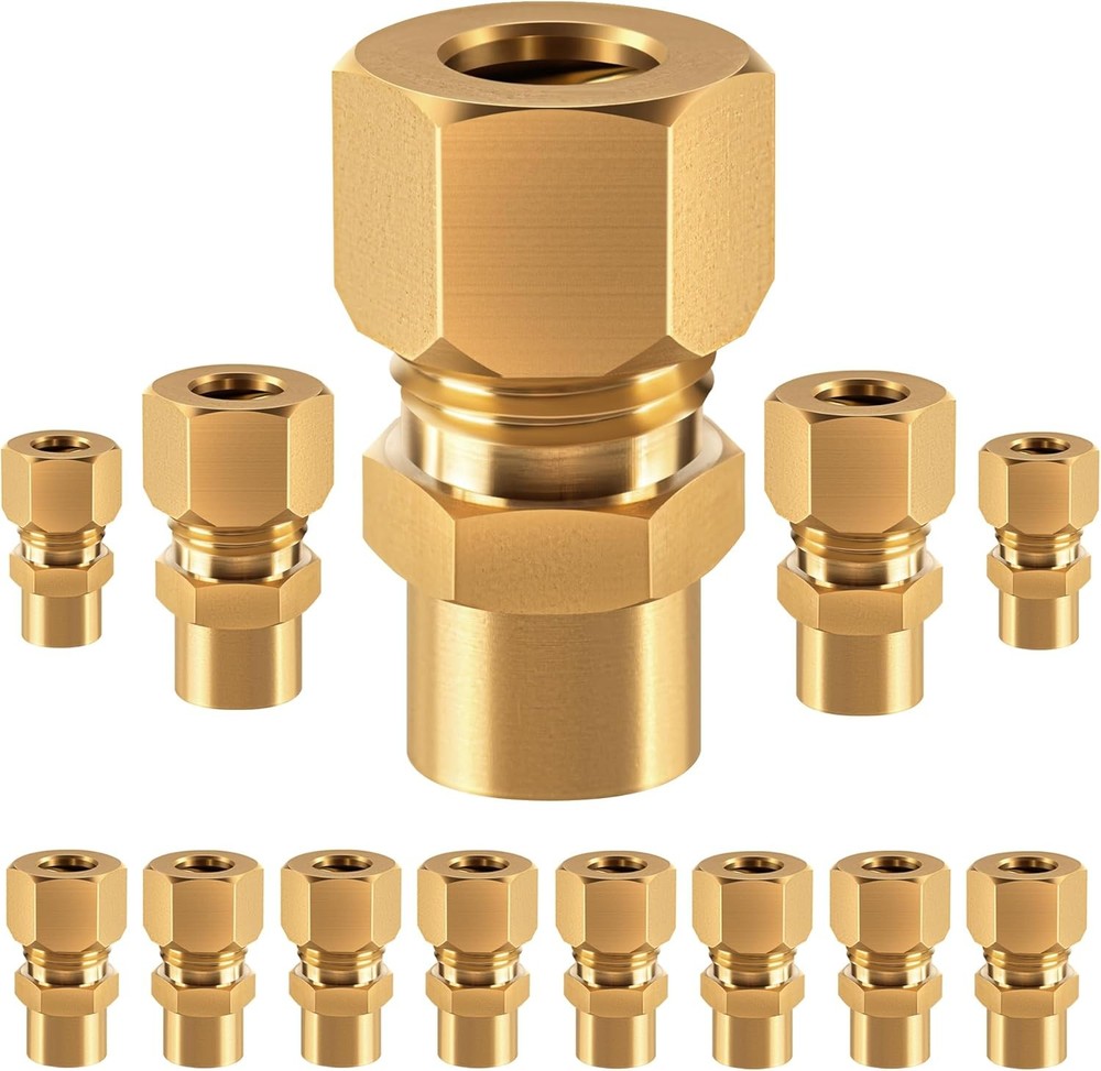 Brass compression tube pipe fitting connector 3/8" (inner diameter),