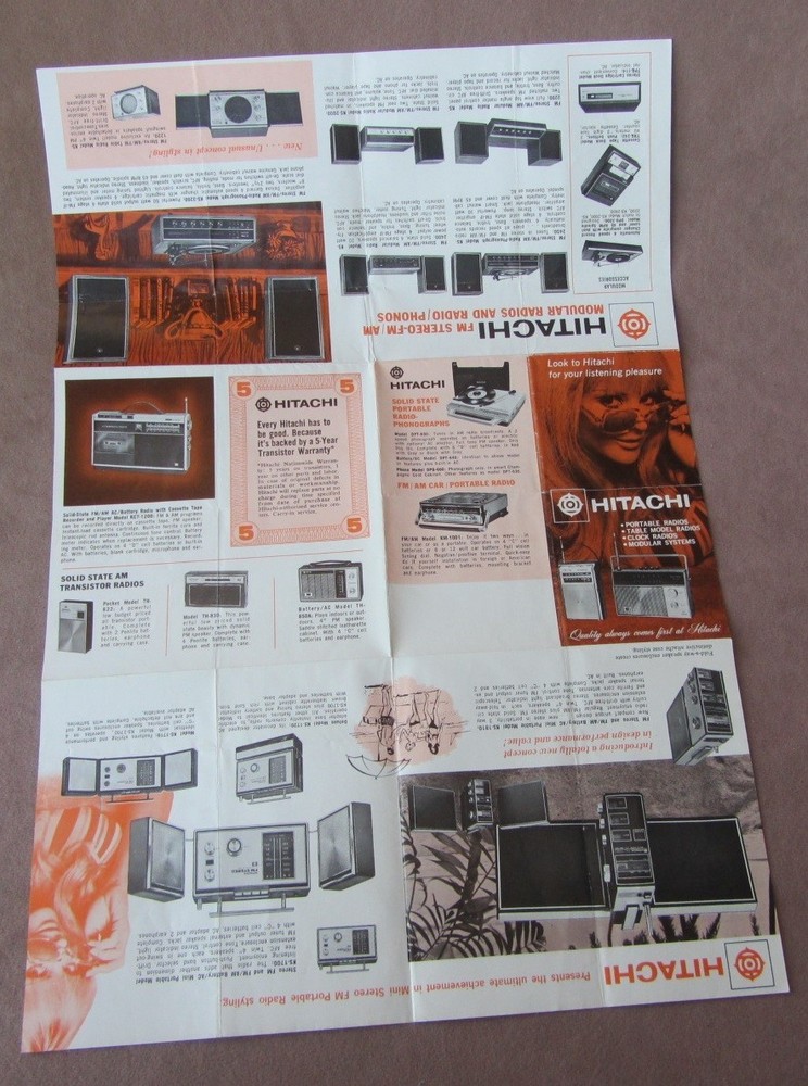 1970 Hitachi Radios Portable Table Clock Modular Systems Sales Brochure Specs