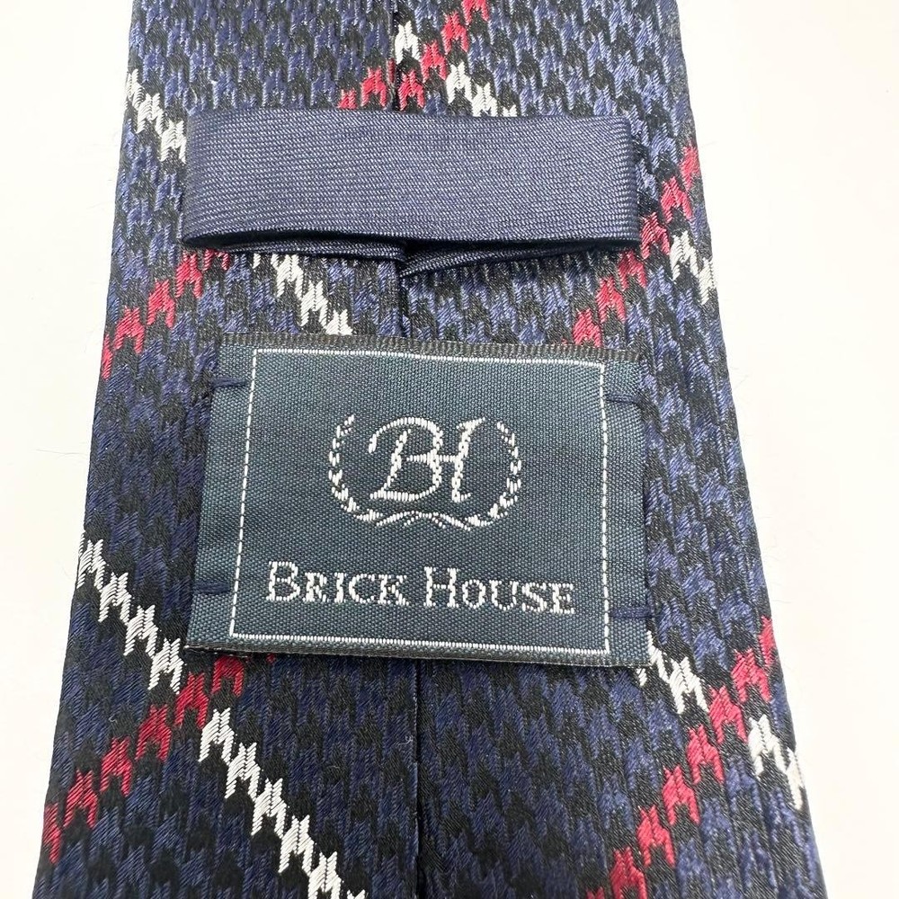 Good BRICK HOUSE tie Houndstooth Pattern Navy Stylish