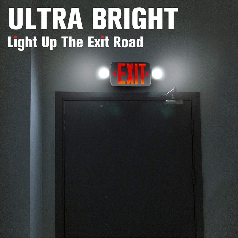 6 Pack Red LED Exit Sign Emergency Light - Dual LED Lamp ABS Fire Resistance UL