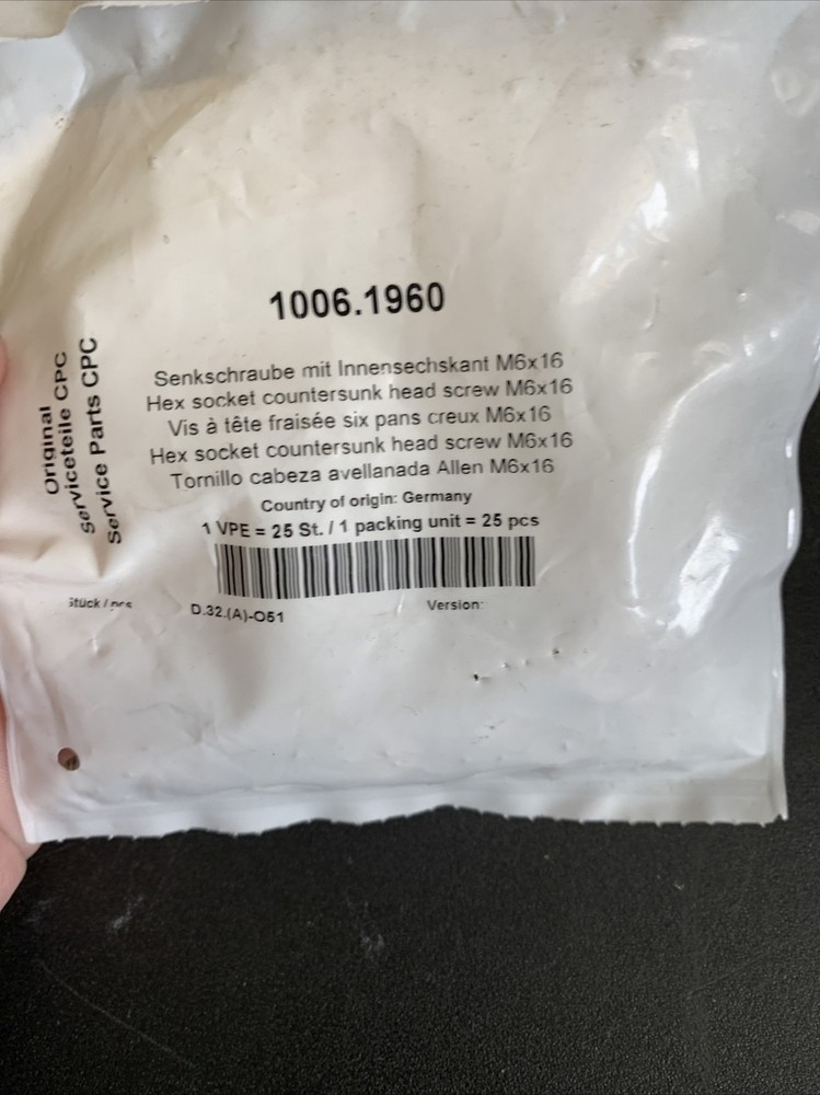 Rational Combi Steamer Replacement Part No.1006.1960 (25)Hex Socket Counter Sunk