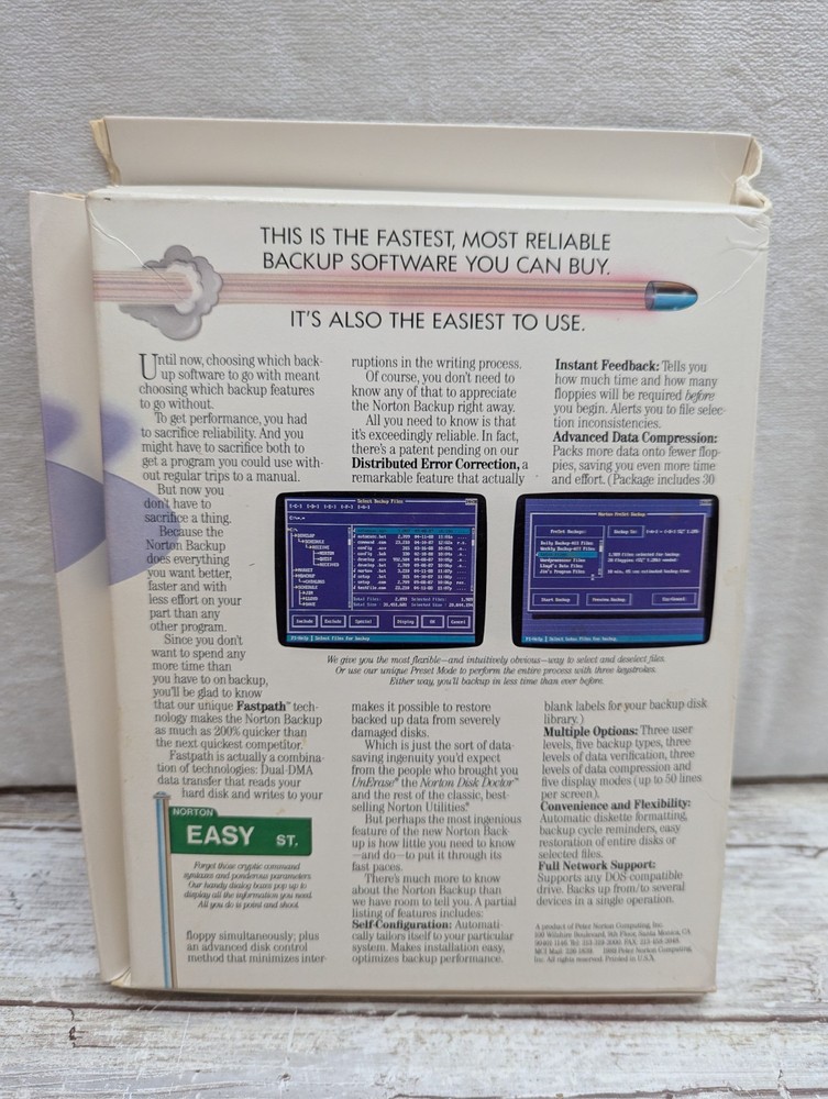 The Norton Backup 5.25" Floppy Discs IBM 1989 PC Computer Program Software