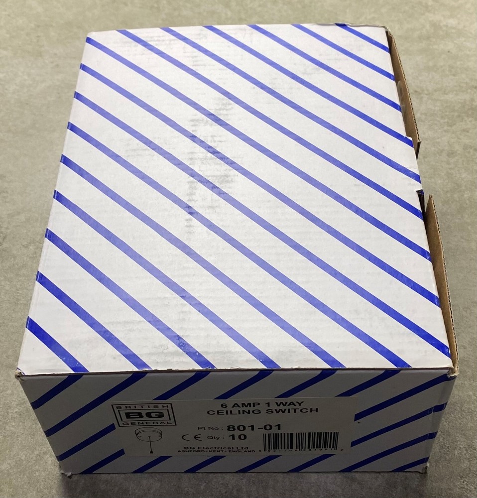 BG Electrical 801-01 6A 1 Way Ceiling Switch