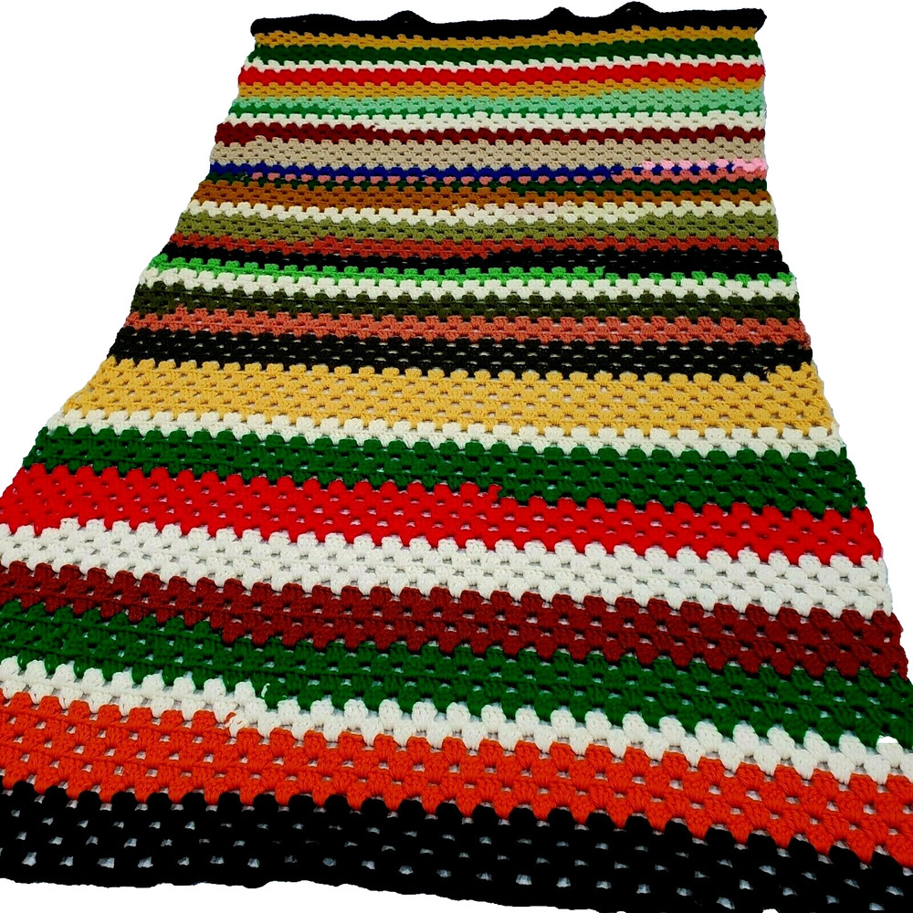 Handmade Throw Multicolor  Striped Aghan Soft Crochet Blanket 32" x 56"