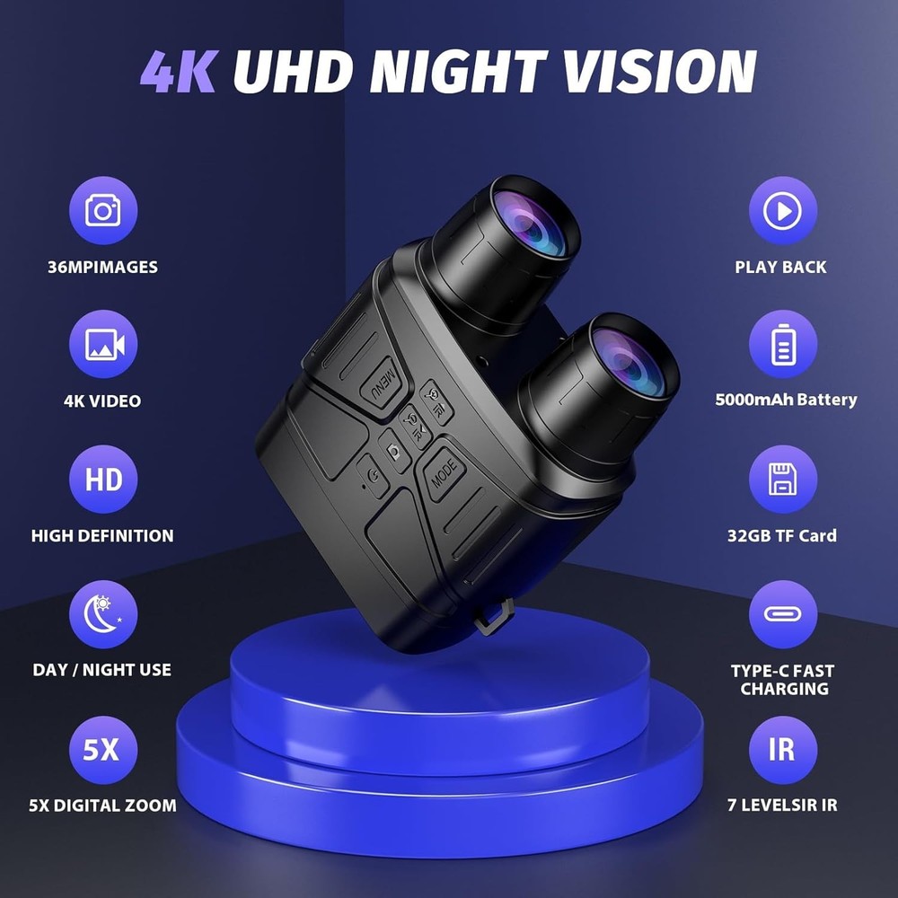 Lightweight Night Vision Goggles - 3'' HD Screen
