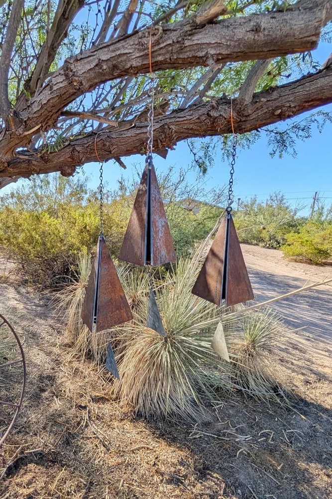 Rustic Steel Pyramid Wind Chimes - Single Chime